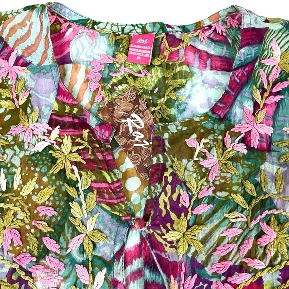 NWT Raj Floral Embroidered Boho Tunic Cover Up Multicolor Medium - Picture 5 of 14